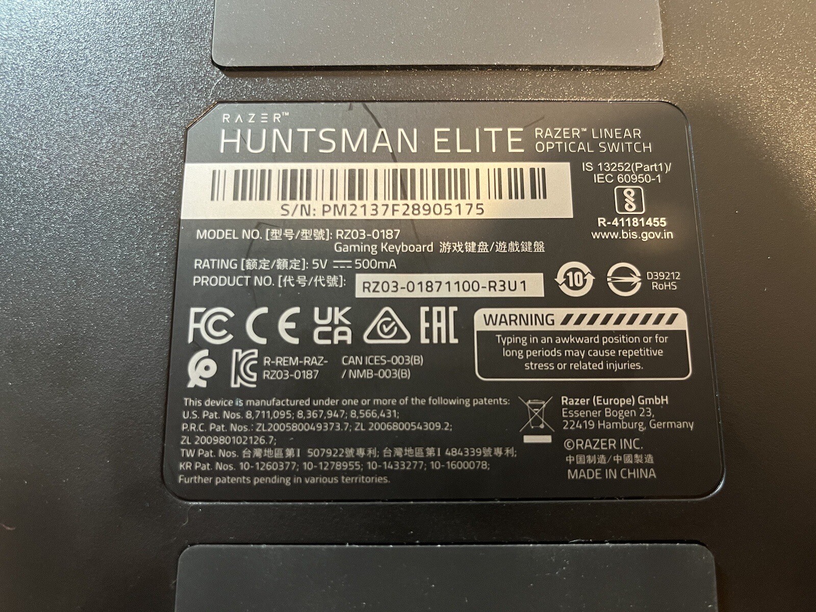 Razer Huntsman Elite Wired Opto-Mechanical Switch Keyboard Full RGB