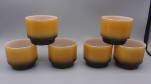 6 Anchor Hocking  Brown Black Fade Hombre Custard Bowls Ramekins Baking Dishes