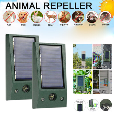 2xSolar Ultrasonic Garden Deterrent Repeller Animal Bird Cat Scarer Pest Fox Dog