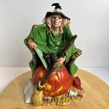 Vintage 1972 Halloween Witch Hand Painted And Signed Byron Molds Ceramic 10”H
