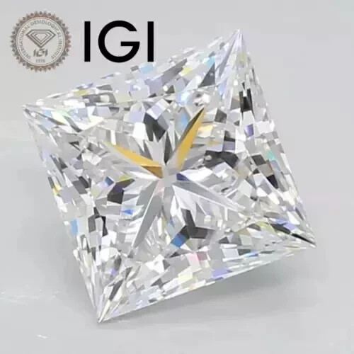 Lab Grown 2.03 Ct PRINCESS Cut IGI Certified CVD Diamond I Color VS2 Clarity - Picture 1 of 10