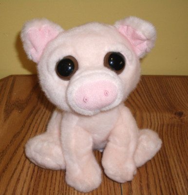 Aurora Dreamy Eyes Plush Pig - Pink Sitting - 9'' Big Beautiful Eyes EXCELLENT