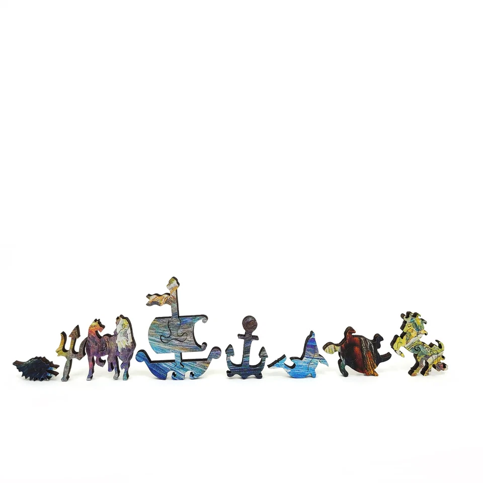 Wooden Jigsaw Puzzle for Adults by FoxSmartBox - 390 Pieces - Neptune's Horses - Image 4 of 4