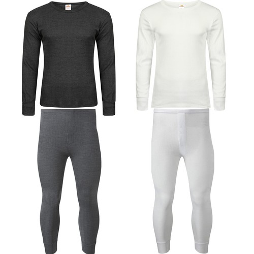 Mens Thermal Vest Long John Trousers Warm Underwear Brushed Baselayer