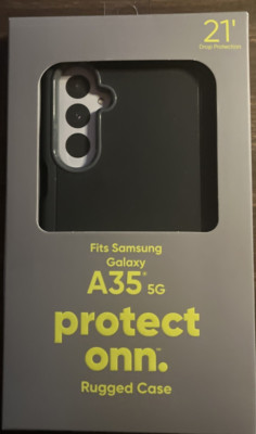 ONN Protective Grip Case Galaxy A35 5G Dual Layer 21' Drop Protect Black NEW NIB