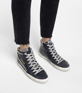 golden goose black high top with studs