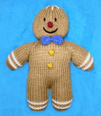 STRICKMUSTER - Weihnachten Lebkuchen Mann 24 cm weiches Plüschtier