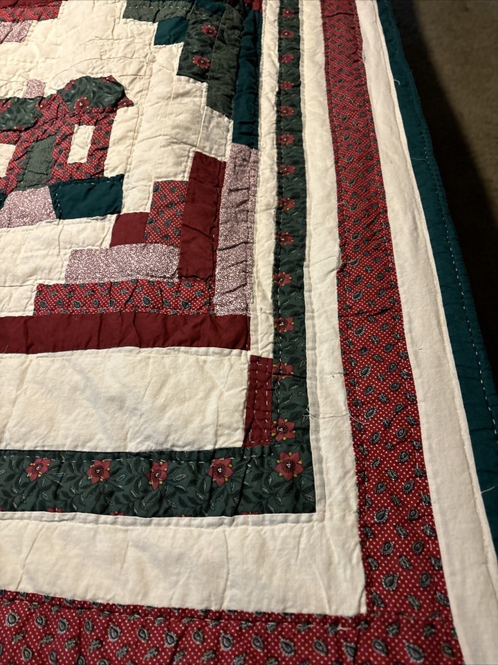 Vintage Quilt Christmas House Design Hand And Machine Stitched 84 X 94
