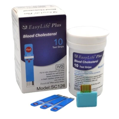 10 EASY LIFE BLOOD CHOLESTEROL METER/MONITOR TESTING STRIPS