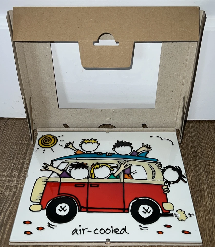 Hand Painted On Glass Clip Frame Family Friends Camper Van Picture "Air Cooled" - Image 2 of 4