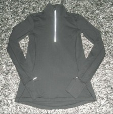 Lululemon 2 Outrun 1/2 Zip Black Long Sleeve Reflective Rulu