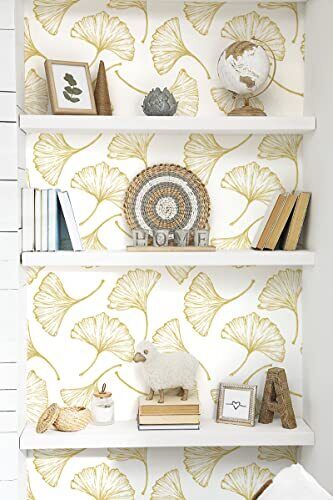 Peel and Stick Wallpaper White and Gold Contact Paper for Cabinets  Removable