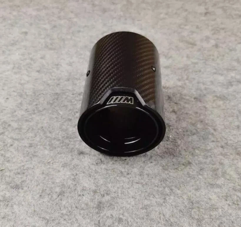 Punta silenciadora tubo de escape de fibra de carbono real para BMW M Performance cola negra Foto 3 de 3