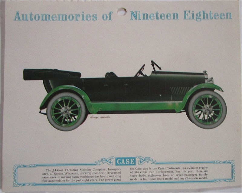 1918 Case Touring car calendar print (green & black, no top)