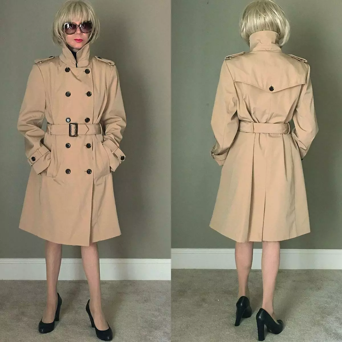 Calvin klein tan trench coat top