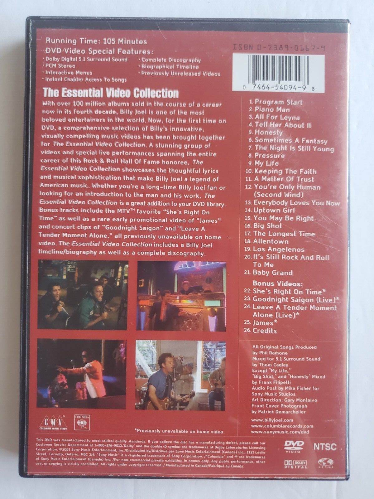 Billy Joel The Essential Video Collection DVD 2001 Sony Music Entertainment  thumbnail 4