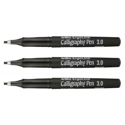 [12840NO-3] Artline Lot de 3 Marqueurs "Calligraphy Pen" pointe 3 mm noir