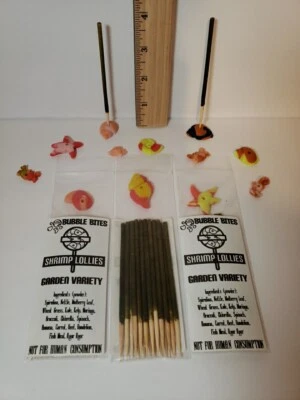 BUBBLE BITES SHRIMP LOLLIES Shrimp Lollie Nano 60 ct (30 Garden Variety + 30 Pop-Eye) & Holder