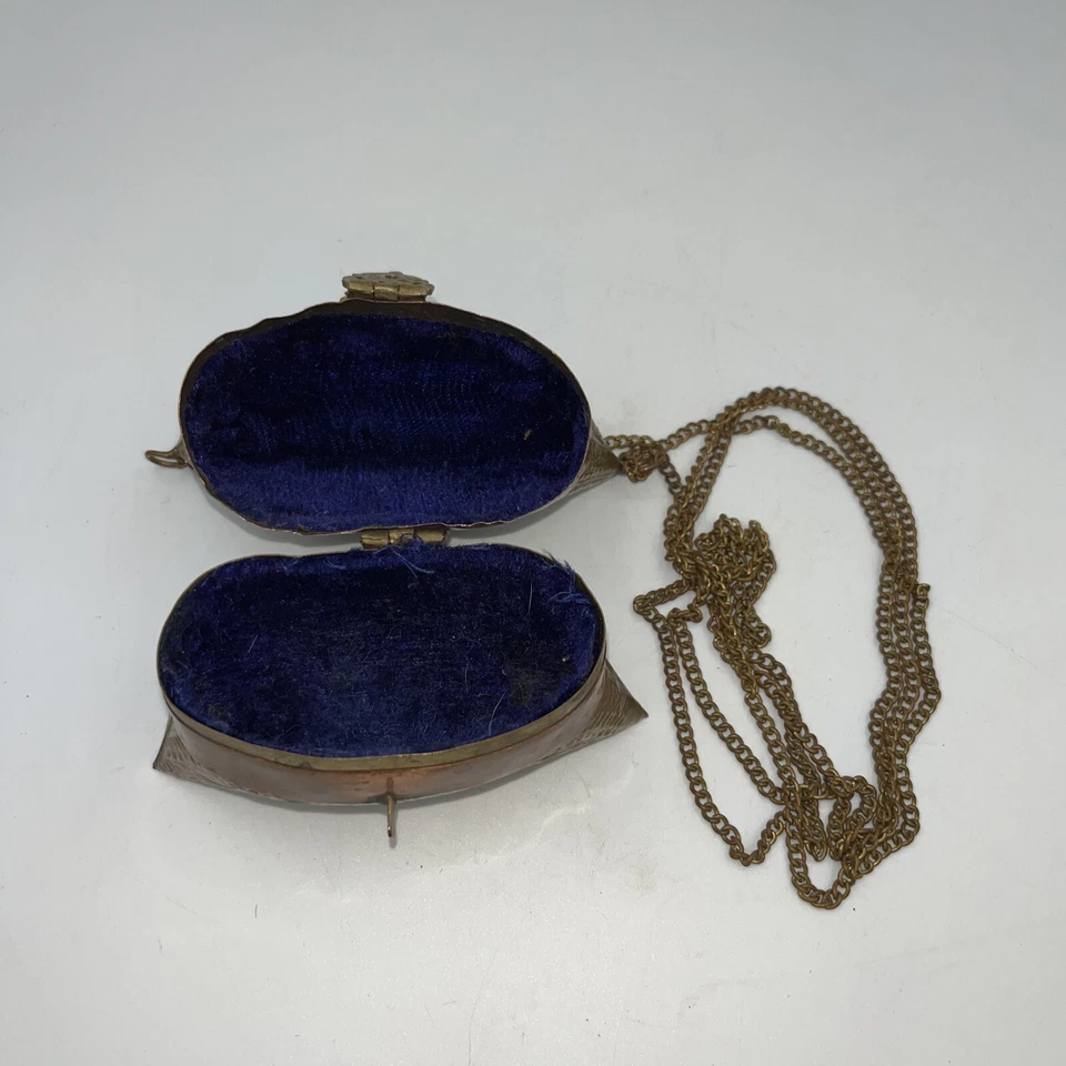 Vintage Ladies Hardshell Purse Pillow Clutch Handbag Brass Copper Art Deco Style - Image 2 of 4