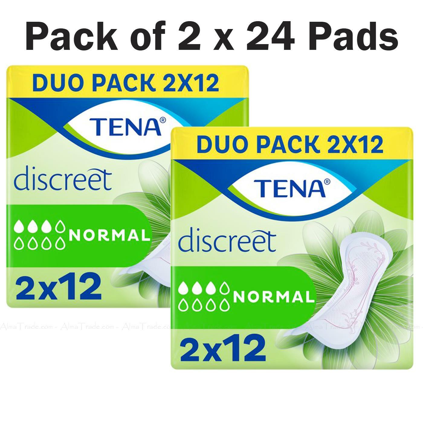 Tena Lady Discreet Normal Duo Set Breathable Triple Protect -Pack of 2 x 24 Pads