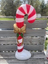 42  Tall CANDY CANE Blow Mold Christmas Lights Yard Decor With Bow    