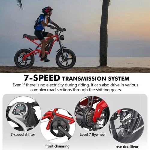 1200W Elektrofahrrad 48V 15.6Ah Fat Tire Mountainbike 20 Zoll Offroad E-Bike für - Bild 18 von 24