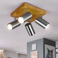 Holz Decken Leuchte Silber Wohn Zimmer Beleuchtung Spot Strahler Lampe Beweglich