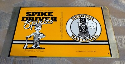 #ad Vintage SPIKE DRIVER SPIRITS Beer UNROLLED Label Tin EAU CLAIRE WISCONSIN $6.49