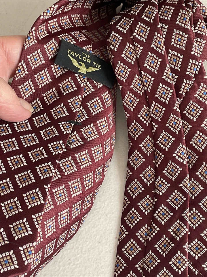 Corbata para hombre vintage THE TAYLOR TIE vino borgoña ancho dacron años 60 Foto 3 de 4