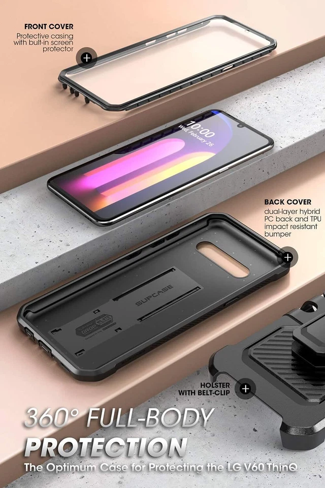 LG Stylo 6 /Stylo 5 /LG K40 V40 V60 ThinQ Case, SUPCASE Full-Body Cover +Screen - Image 2 of 4