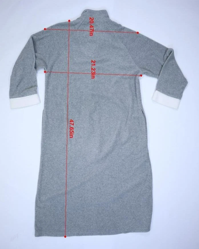 Signature by Stan Herman Womens Gray Long Sleeve 1/2 Zip Fleece Nightgown L - Image 4 of 4