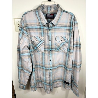 Troll Co Men's Plaid Flannel Shirt Pearl Snap Button 2XL Dirty Hands Clean Money