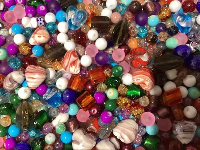 GLASPERLEN PACK 50g MIX MEHRFARBIG Größen 5-20mm