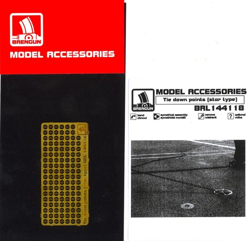 Brengun Models 1/144 TIE DOWN POINTS STAR TYPE for U.S. Aircraft Carriers PE Set - Picture 1 of 1