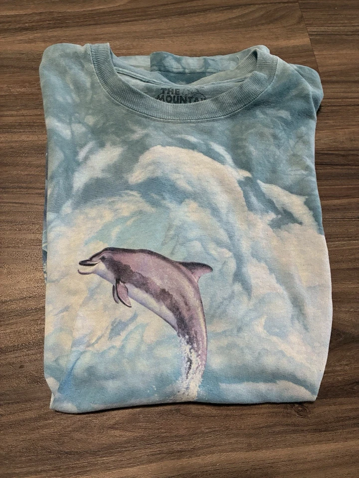 Camiseta The Mountain Dolphin Azul Tie-Dye Unisex M Vintage - Imagen 1 de 4