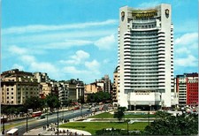 Bucuresti Inter-Continental Hotel Postcard Romania People Vintage Busses