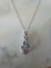Zales Sterling Silver Infinity Pendant Gemstone Chain Necklace 18"