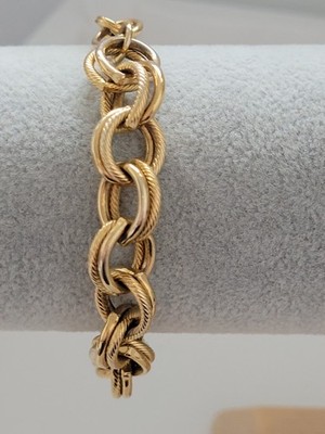 Vintage Armband goldfarben strukturiert Doppel Gliederkette