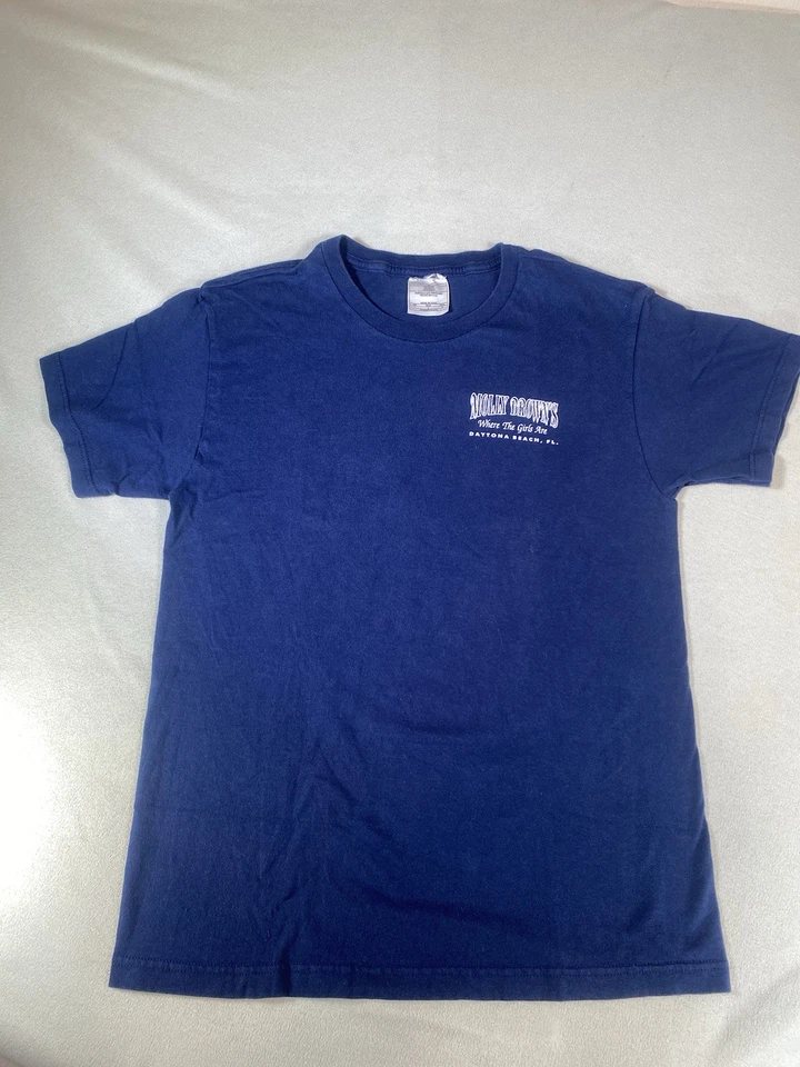 Camisa De Colección Molly Browns Para Hombres L Azul 2004 Strip Club Promo Pin Up Stripper Y2K Foto 3 de 4