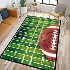 Football Field Living Room Rug 5x7 Rug Machine Washable Area Rugs Green Rugs ...