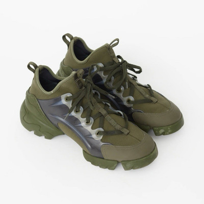 Dior Walk'n'Dior Men's Green/Gray Low Top Lace-Up Athletic Sneakers