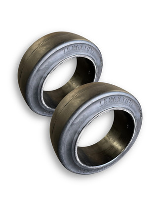 (2)  16x6x10-1/2 16x6x10.5 Forklift Tire Solid Flat Proof Smooth Cushion
