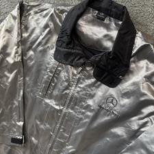 Vintage Mercedes Benz Motorsport Mens Silver Reflective Full Zip Jacket Size XXL