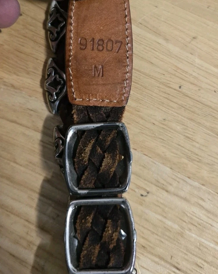 Cinturón Concho De Colección Brighton Marrón Cuero Trenzado Tono Plateado Para Mujer Talla M (31") Foto 2 de 4