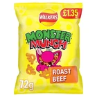 Monster Munch Beef SnacksCrisps 72g Share Bags £1.35PM Box of 18