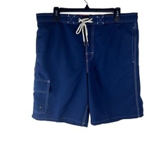 George Mens Navy Blue Cargo Board Shorts Swim Trunks Quick Dry Large 36-38 NEW