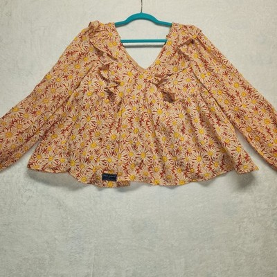 Simply Southern Women's Boho Chic Floral Print Lined Blouse Size XL Multicolor