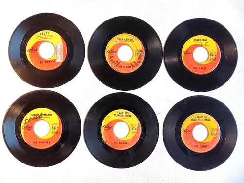 Lot of 6 Beatles 45 RPM Records. Capitol Records