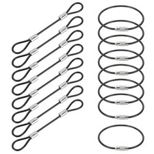 4" Safety Cable Lock 8 Pcs 2mm Dia Braided Steel Coated Security Cable Black