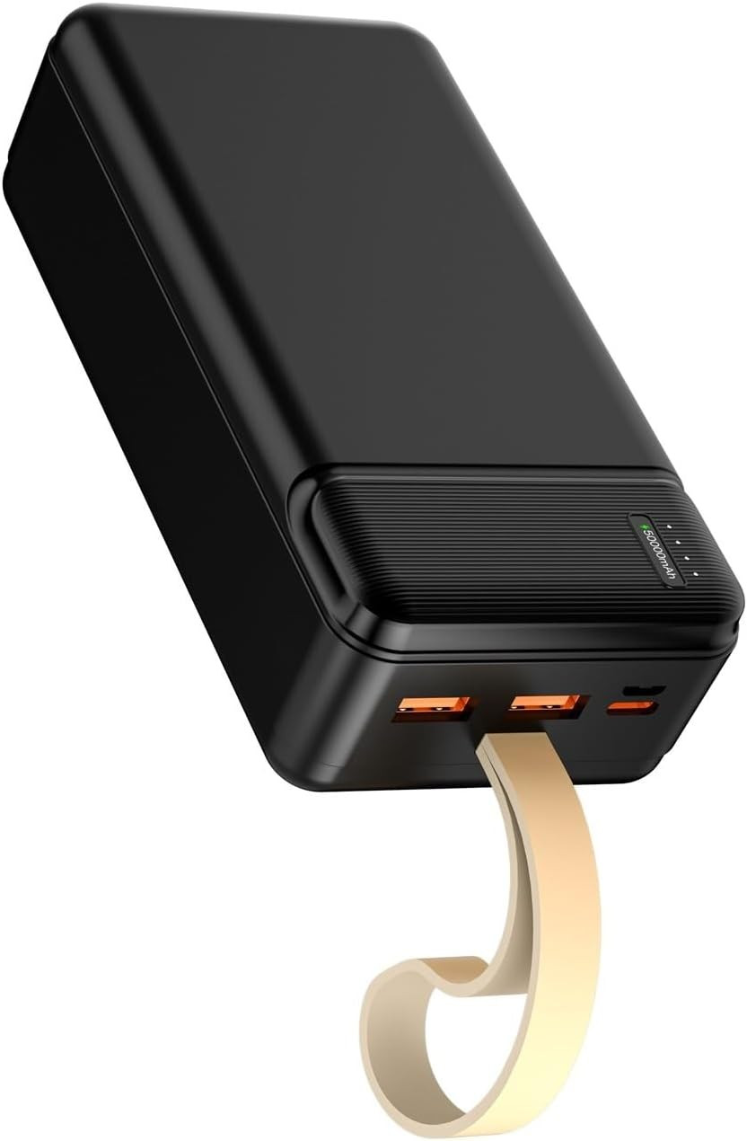 50000mAh Power Bank with QC3.0 22.5W USB C PD 20W Fast Charging in Black